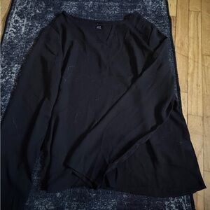 Simple Black Women's V-Neck Blouse